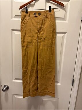 Mauve Wide-Leg Utility Pants in Mustard